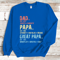 Lofaris Dad Papa Great And Kids Name Custom Sweatshirt