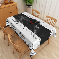 Lofaris Daemon Black And White Spider Halloween Tablecloth