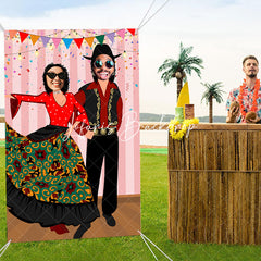 Lofaris Dance Party Backdrop with Face Holes for Photo Booth