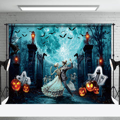 Lofaris Dancing Skeleton Party Manor Happy Halloween Backdrop