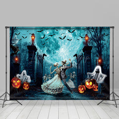 Lofaris Dancing Skeleton Party Manor Happy Halloween Backdrop