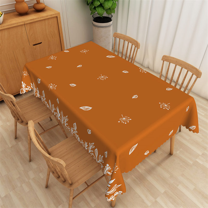 Lofaris Dandelion Leaves Orange Color Rectangle Tablecloth