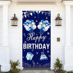 Lofaris Dark Blue Balloons Gift Cake Birthday Door Cover