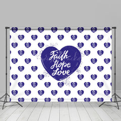 Lofaris Dark Blue Faith Hope Love Positive Slogan Backdrop