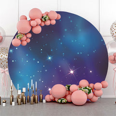 Lofaris Dark Blue Galaxy Sky Round Birthday Party Backdrop