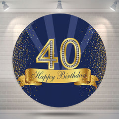 Lofaris Dark Blue Glitter Round 40th Birthday Backdrop Cover