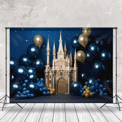 Lofaris Dark Blue Gold Castle Birthday Cake Smash Backdrop