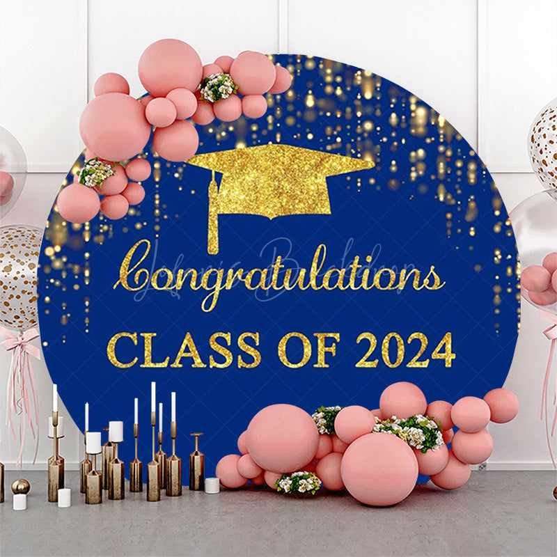 Lofaris Dark Blue Gold Class Of 2024 Round Grad Backdrop