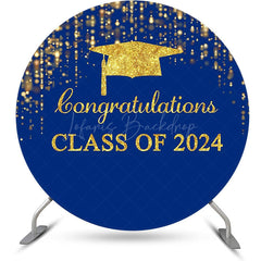 Lofaris Dark Blue Gold Class Of 2024 Round Grad Backdrop