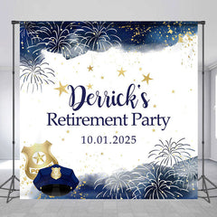 Lofaris Dark Blue Gold Custom Retirement Backdrop With Logo