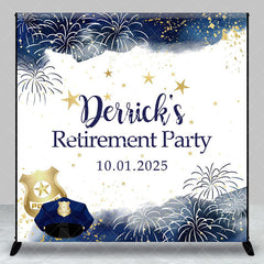 Lofaris Dark Blue Gold Custom Retirement Backdrop With Logo