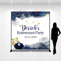 Lofaris Dark Blue Gold Custom Retirement Backdrop With Logo