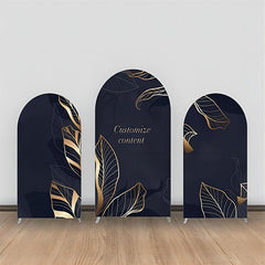 Lofaris Dark Blue Golden Lines Leaves Arch Backdrop Kit