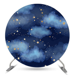 Lofaris Dark Blue Night Sky Stars Round Birthday Backdrop