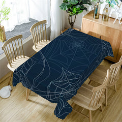 Lofaris Dark Blue Spider Web Lines Halloween Tablecloth