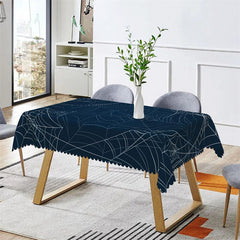 Lofaris Dark Blue Spider Web Lines Halloween Tablecloth