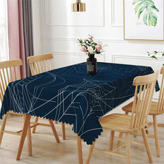 Lofaris Dark Blue Spider Web Lines Halloween Tablecloth