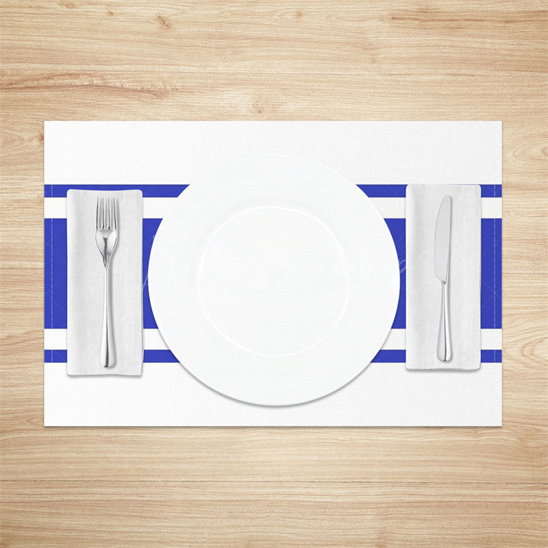 Lofaris Dark Blue White Simple Dining Set Of 4 Placemats