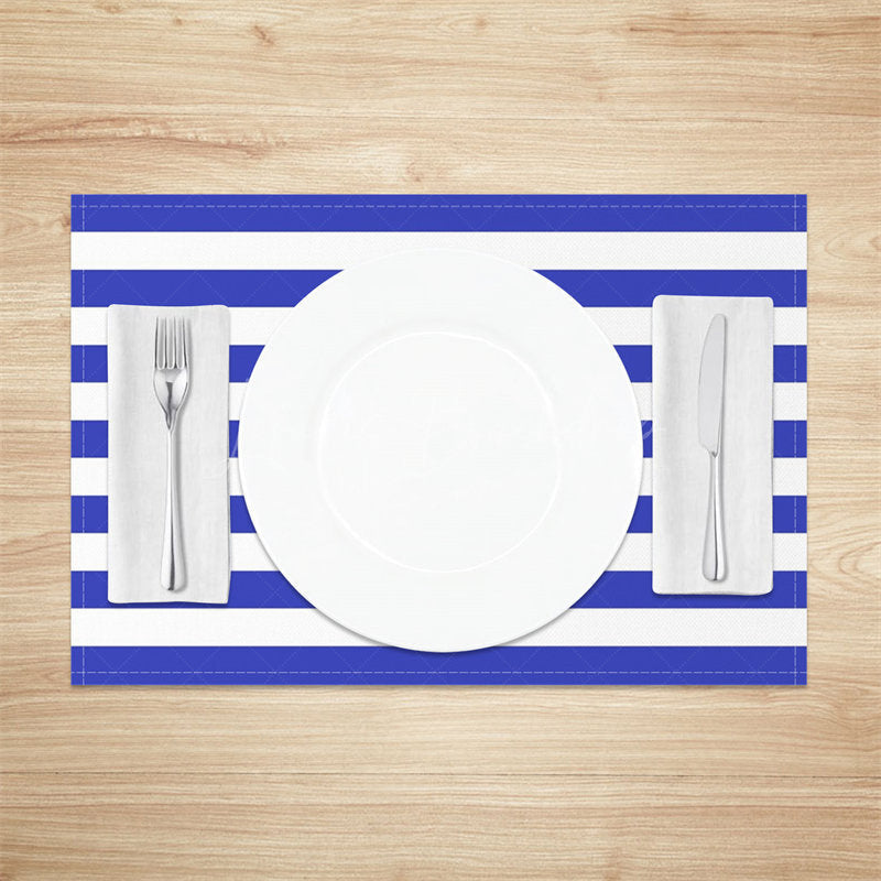 Lofaris Dark Blue White Stripe Dining Set Of 4 Placemats