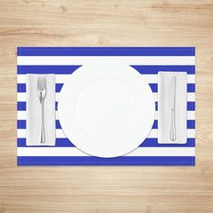 Lofaris Dark Blue White Stripe Dining Set Of 4 Placemats