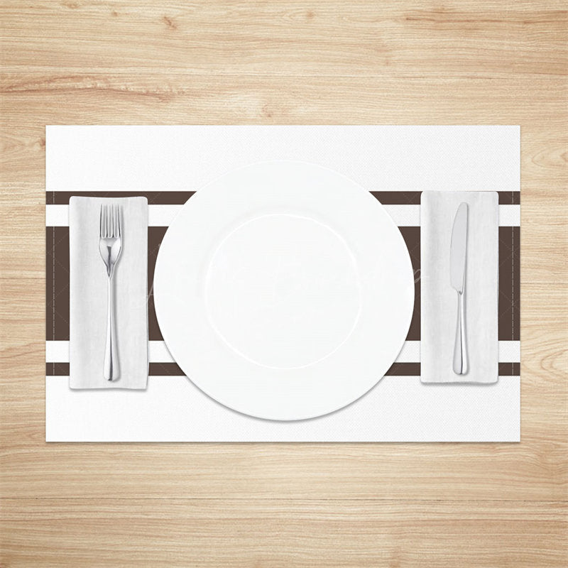 Lofaris Dark Brown White Lines Dinner Set Of 4 Placemats