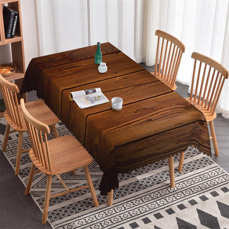 Lofaris Dark Brown Wood Dining Room Rectangle Tablecloth