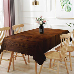 Lofaris Dark Brown Wood Dining Room Rectangle Tablecloth