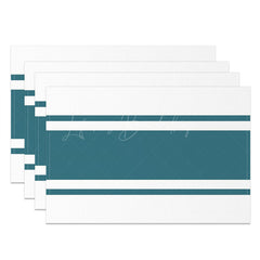 Lofaris Dark Cyan Line Deco White Dinner Set Of 4 Placemats