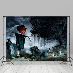 Lofaris Dark Forest Gloomy Grove Scarecrow Halloween Backdrop