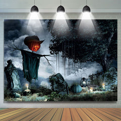 Lofaris Dark Forest Gloomy Grove Scarecrow Halloween Backdrop