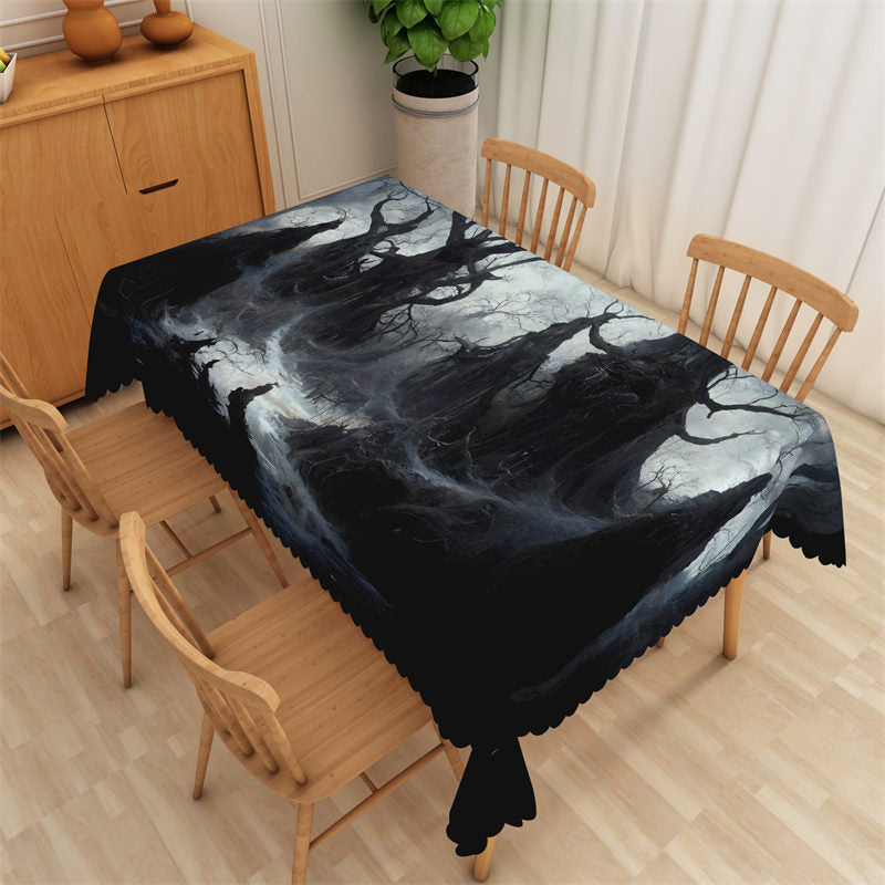 Dark Forest Horrific Halloween Rectangle Tablecloth Lofaris