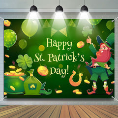 Lofaris Dark Green Cartoon Gold Elf St Patricks Day Backdrop