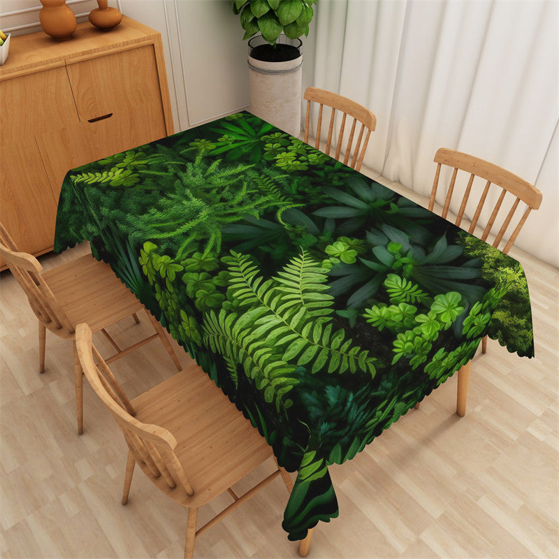 Lofaris Dark Green Dense Leaves Spring Rectangle Tablecloth