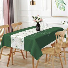 Lofaris Dark Green Elegant Spring Leaves Dining Tablecloth