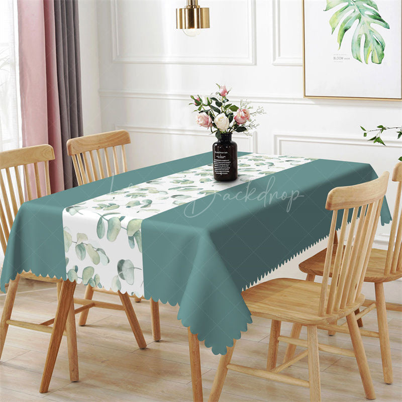 Lofaris Dark Green Plant Leaves Spring Rectangle Tablecloth