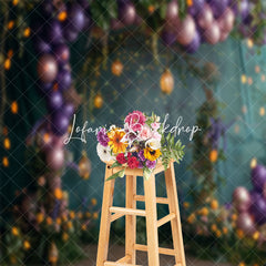 Lofaris Dark Green Purple Balloons Plant Wedding Backdrop