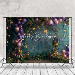 Lofaris Dark Green Purple Balloons Plant Wedding Backdrop