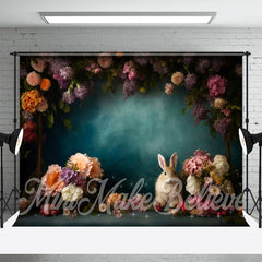 Lofaris Dark Green Wall Rabbit Flowers Fine Art Backdrop