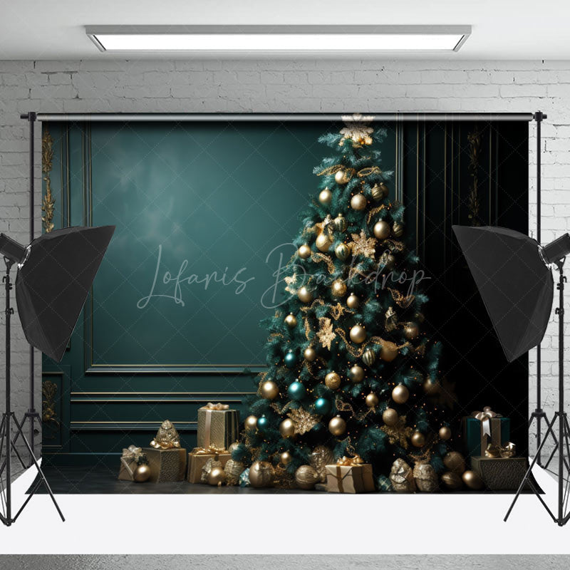 Lofaris Dark Green Wall Xmas Trees Gifts Christmas Backdrop