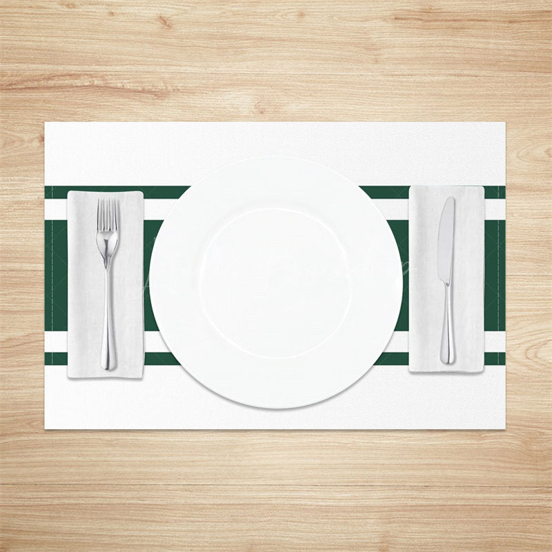 Lofaris Dark Green White Elegant Simple Set Of 4 Placemats