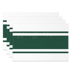 Lofaris Dark Green White Elegant Simple Set Of 4 Placemats