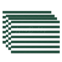 Lofaris Dark Green White Stripes Patterns Set Of 4 Placemats