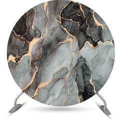 Lofaris Dark Grey And Golden Marble Round Birthday Backdrop