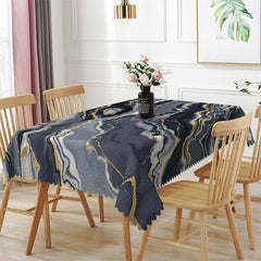 Lofaris Dark Grey Artistic Liquid Marble Square Tablecloth