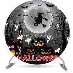 Lofaris Dark Moon Night Pumpkin Round Halloween Backdrop