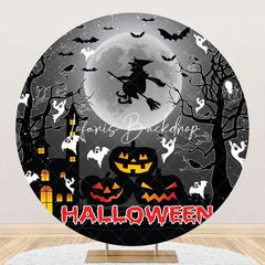 Lofaris Dark Moon Night Pumpkin Round Halloween Backdrop