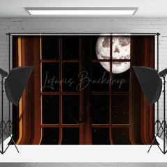 Lofaris Dark Moon Night Retro Window Photo Booth Backdrop