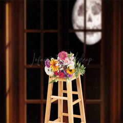 Lofaris Dark Moon Night Retro Window Photo Booth Backdrop