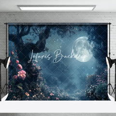 Lofaris Dark Moon Night Tree Floral Halloween Party Backdrop