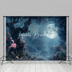 Lofaris Dark Moon Night Tree Floral Halloween Party Backdrop